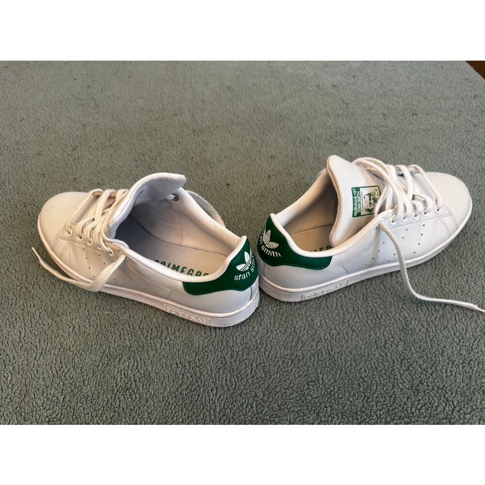 Adidas Stan Smith White Green Leather Sneakers Size 6 - Picture 7 of 8